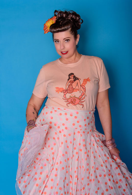 Aloha Moon Crab Unisex Tee in Peach