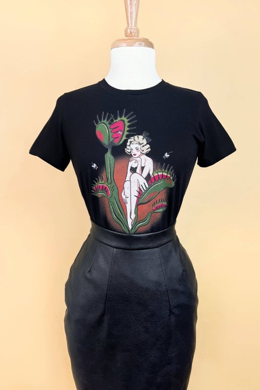 Feed Me Fitted Tee in Black