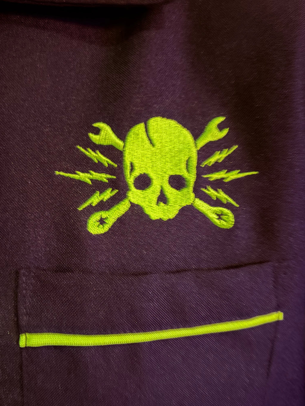 Skull Wrench Panel Shirt in Black/Lime