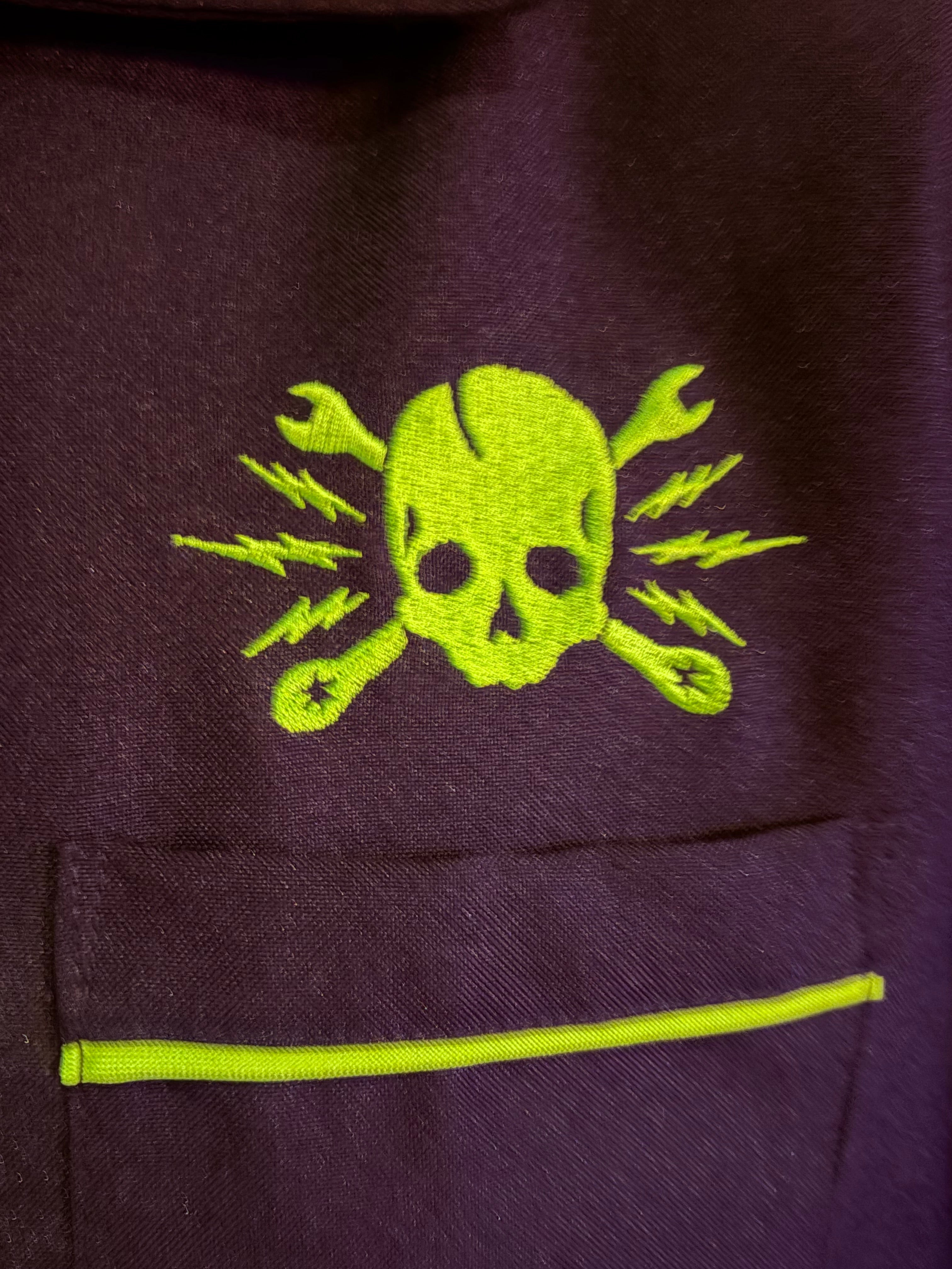 Skull Wrench Panel Shirt in Black/Lime