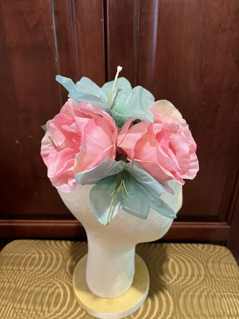 Pink Rose & Mint Lilies Hair Flower