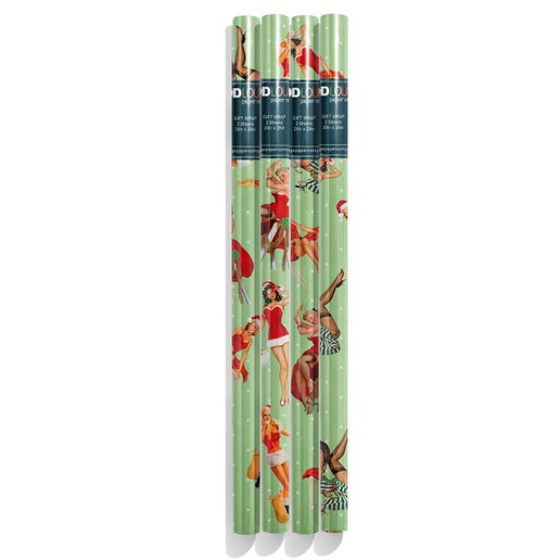 Holiday Vintage Pinup Double Sided Christmas Gift Wrap Sheet