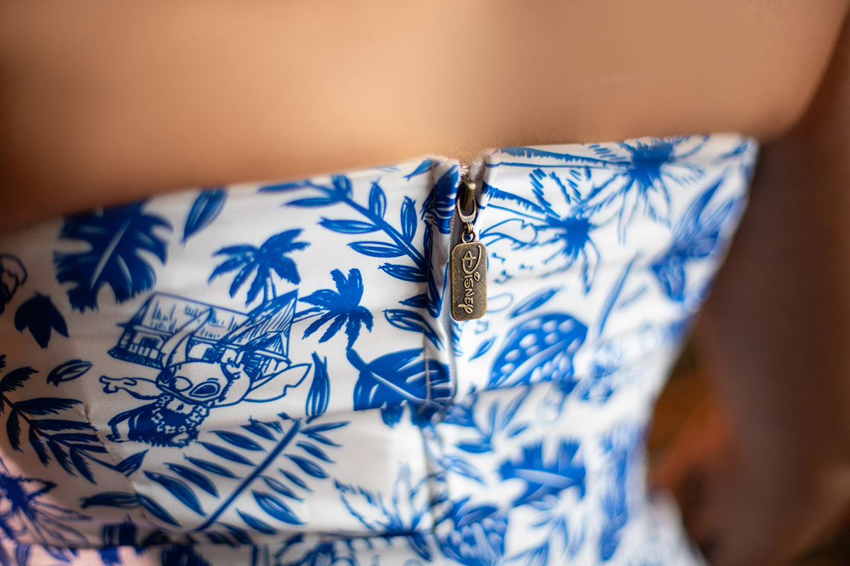 Disney's Lilo & Stitch Collection by Unique Vintage Blue Stitch Print Sarong Dress