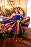 Blue & Rainbow Stripe Swing Dress