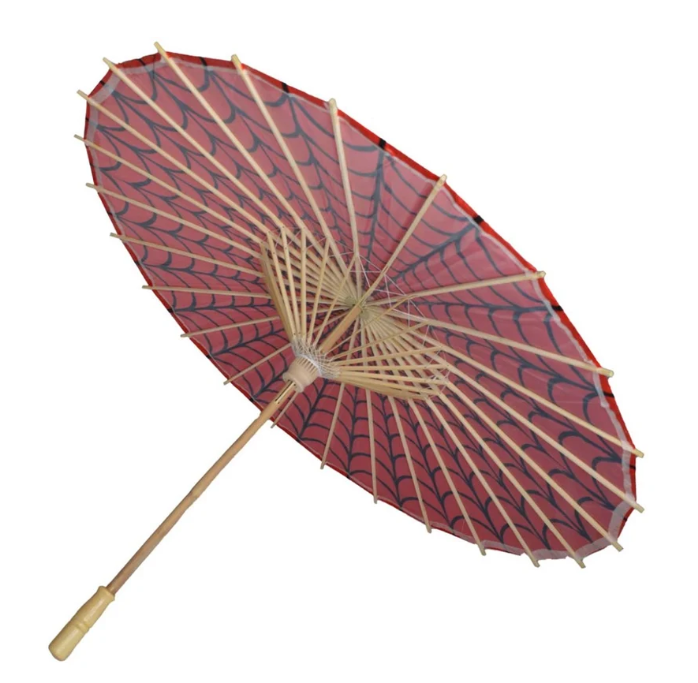 Spiderweb Red and Black Fabric Parasol