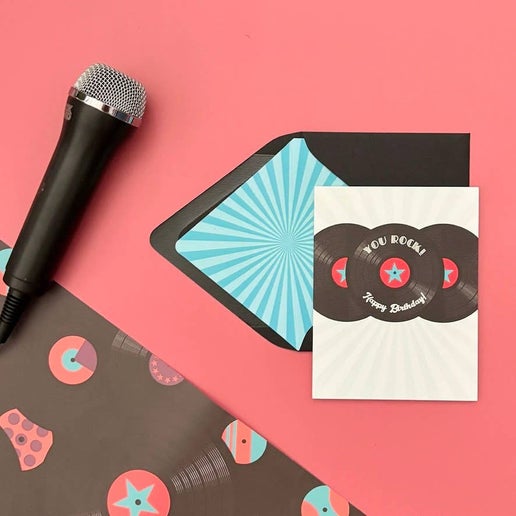 You Rock Vintage Record Birthday Greeting Card