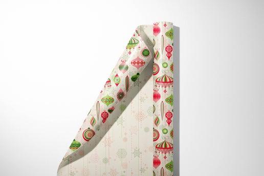 Retro Ornaments Holiday Mid Century Double Sided Gift Wrap
