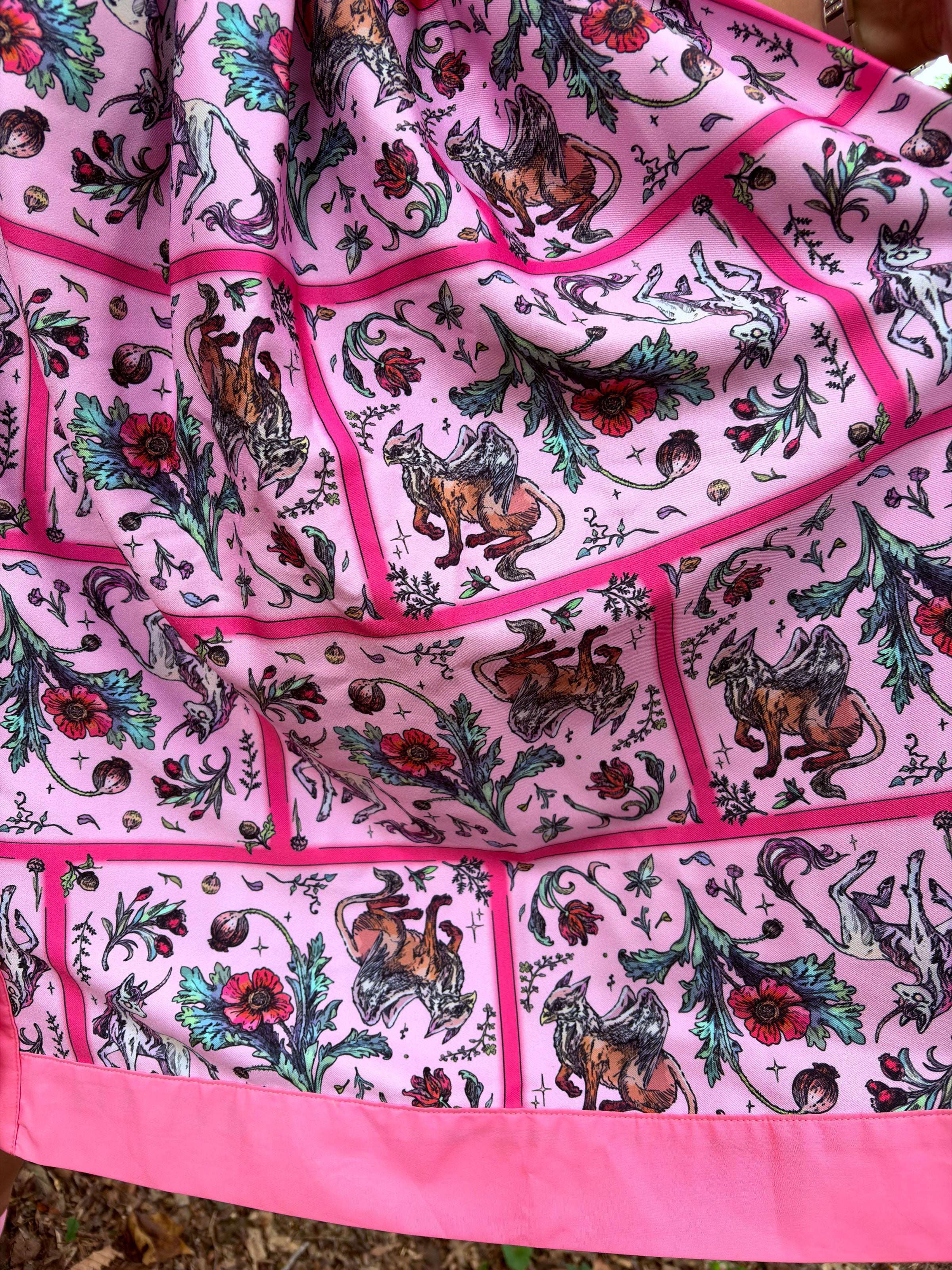 Pink Mythical Creatures Sleeveless Button Swing Dress