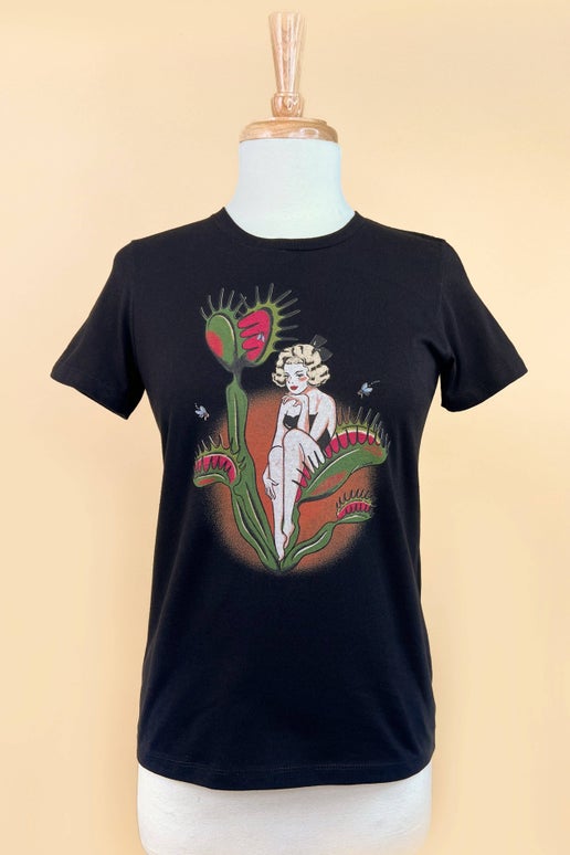 Feed Me Fitted Tee in Black