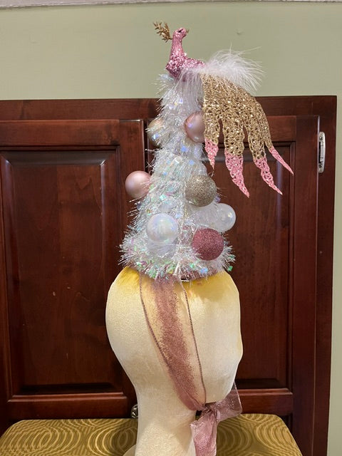 Pink Peacock Christmas Tree Hat