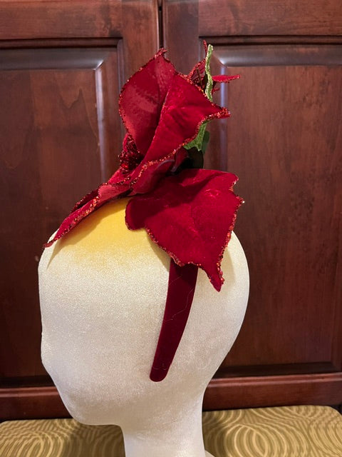 Red Velvet Poinsettia Headband