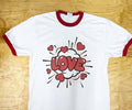 LOVE Pop Art Red and White Ringer T-Shirt