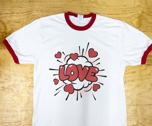 LOVE Pop Art Red and White Ringer T-Shirt