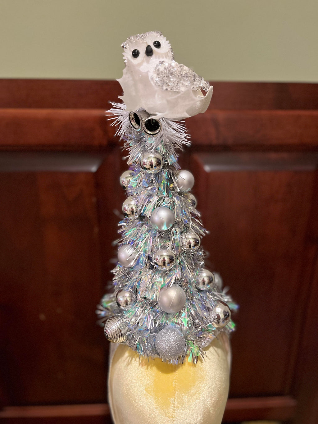 Silver Owl Christmas Tree Hat