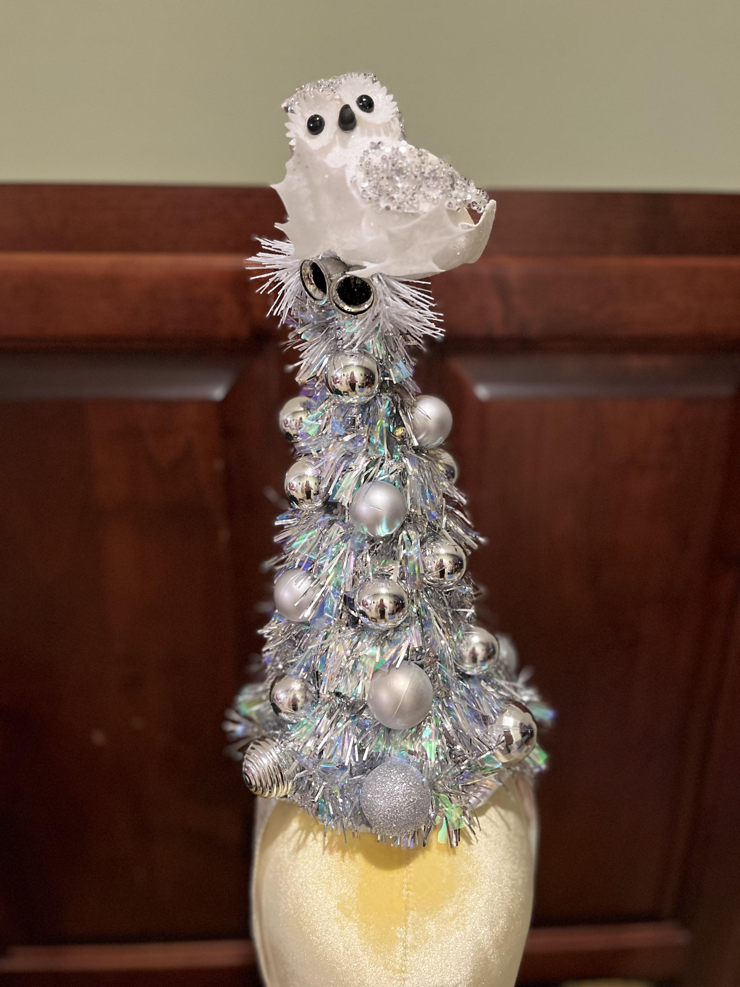 Silver Owl Christmas Tree Hat
