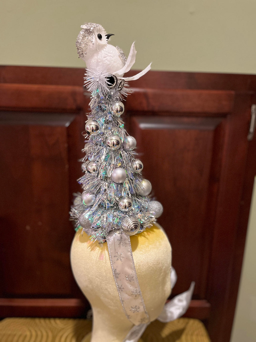 Silver Owl Christmas Tree Hat