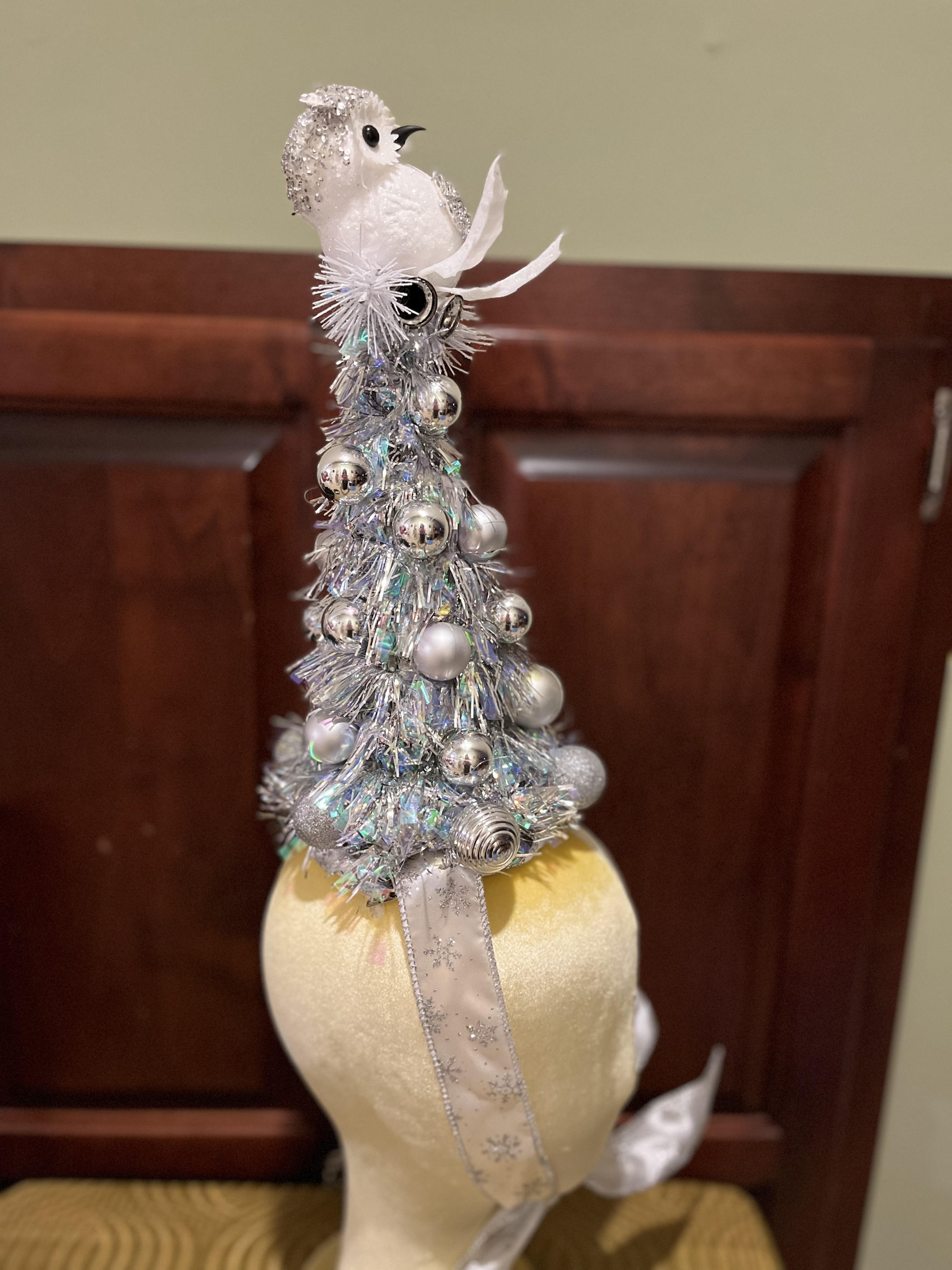 Silver Owl Christmas Tree Hat