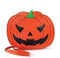 Halloween Pumpkin Two Faced Jack O Lantern Crossbody Bag in Vinyl Material