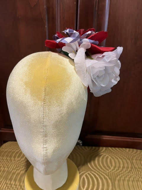 Red, White & Gingham Hair Flower