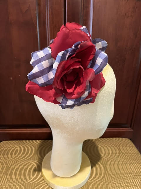 Red, White & Gingham Hair Flower