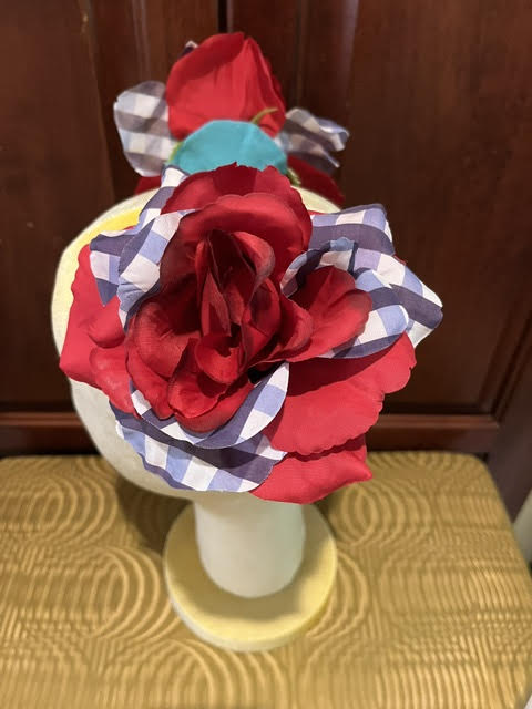 Red, White & Gingham Hair Flower