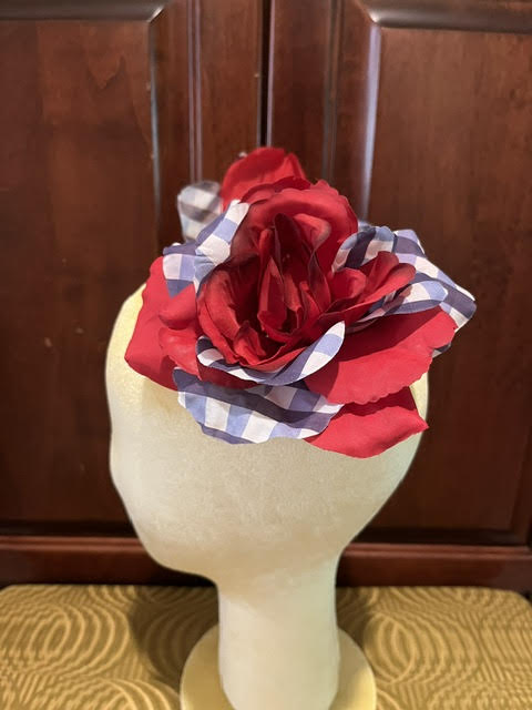 Red, White & Gingham Hair Flower