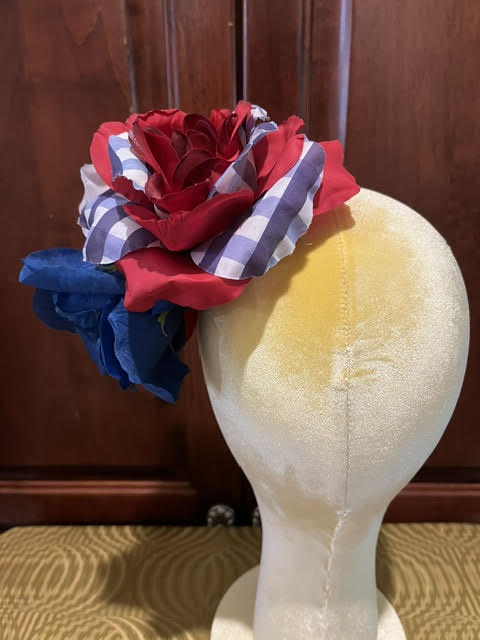 Red, White & Gingham Hair Flower