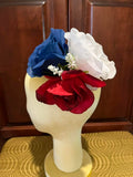 Red, White & Blue Triple Rose Hair Flower