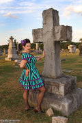 Adelaide Mini Swing Dress in Haunted Stripe